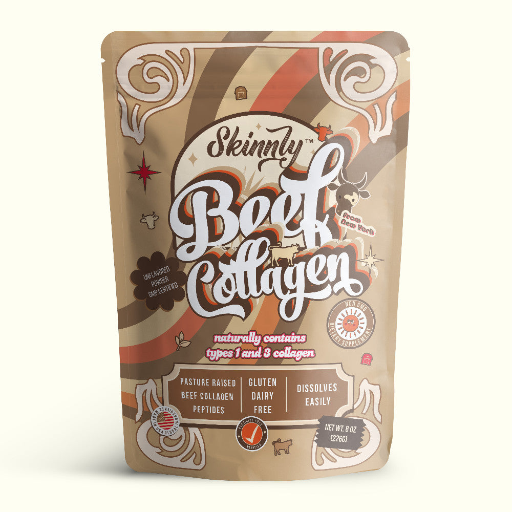 Skinnly Collagen Peptides Powder Supplement, Grass-Fed Bovine Source, Unflavored, 8 oz (20 Servings)