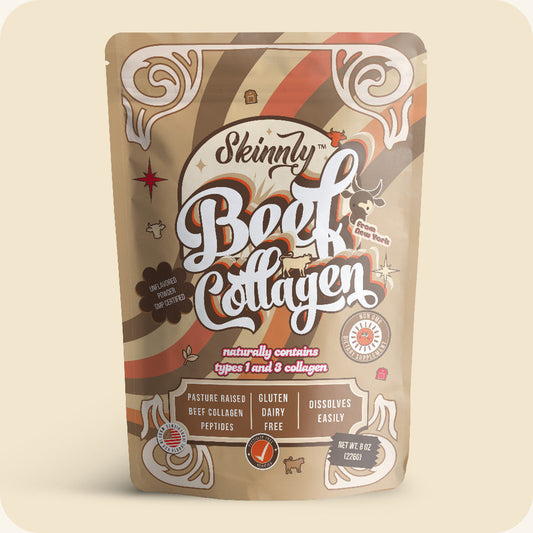Skinnly Collagen Peptides Powder Supplement, Grass-Fed Bovine Source, Unflavored, 8 oz (20 Servings)